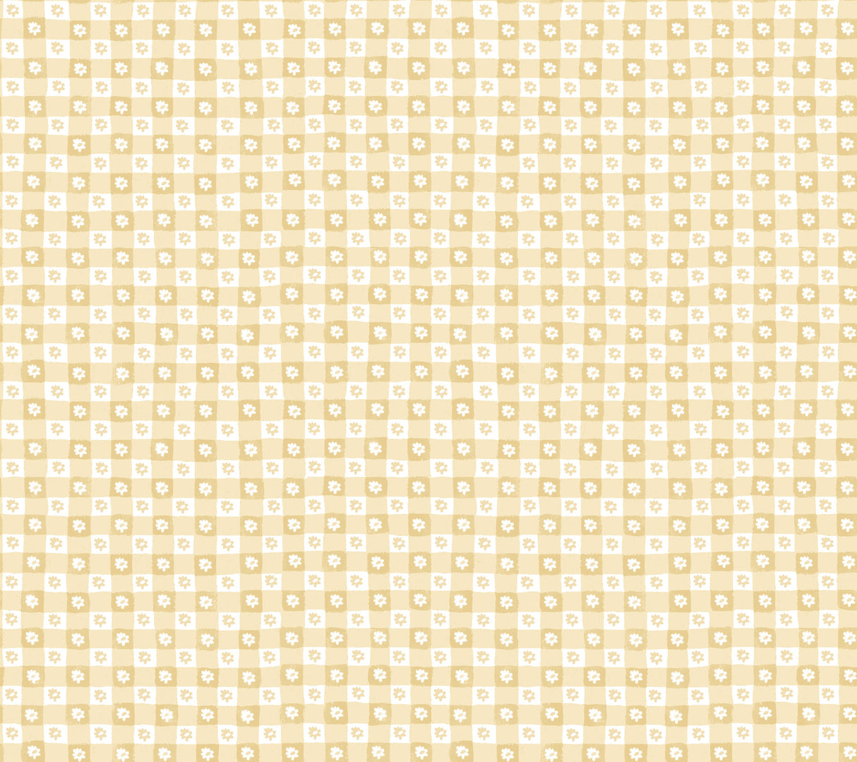 Rifle Paper Co. Daisy Gingham Yellow Floral Check Premium Peel & Stick Wallpaper swatch – PSW1692RL