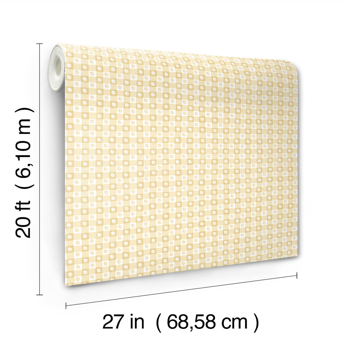 Daisy Gingham Yellow by Rifle Paper Co. Premium Peel + Stick Wallpaper – York Wallcoverings PSW1692RL