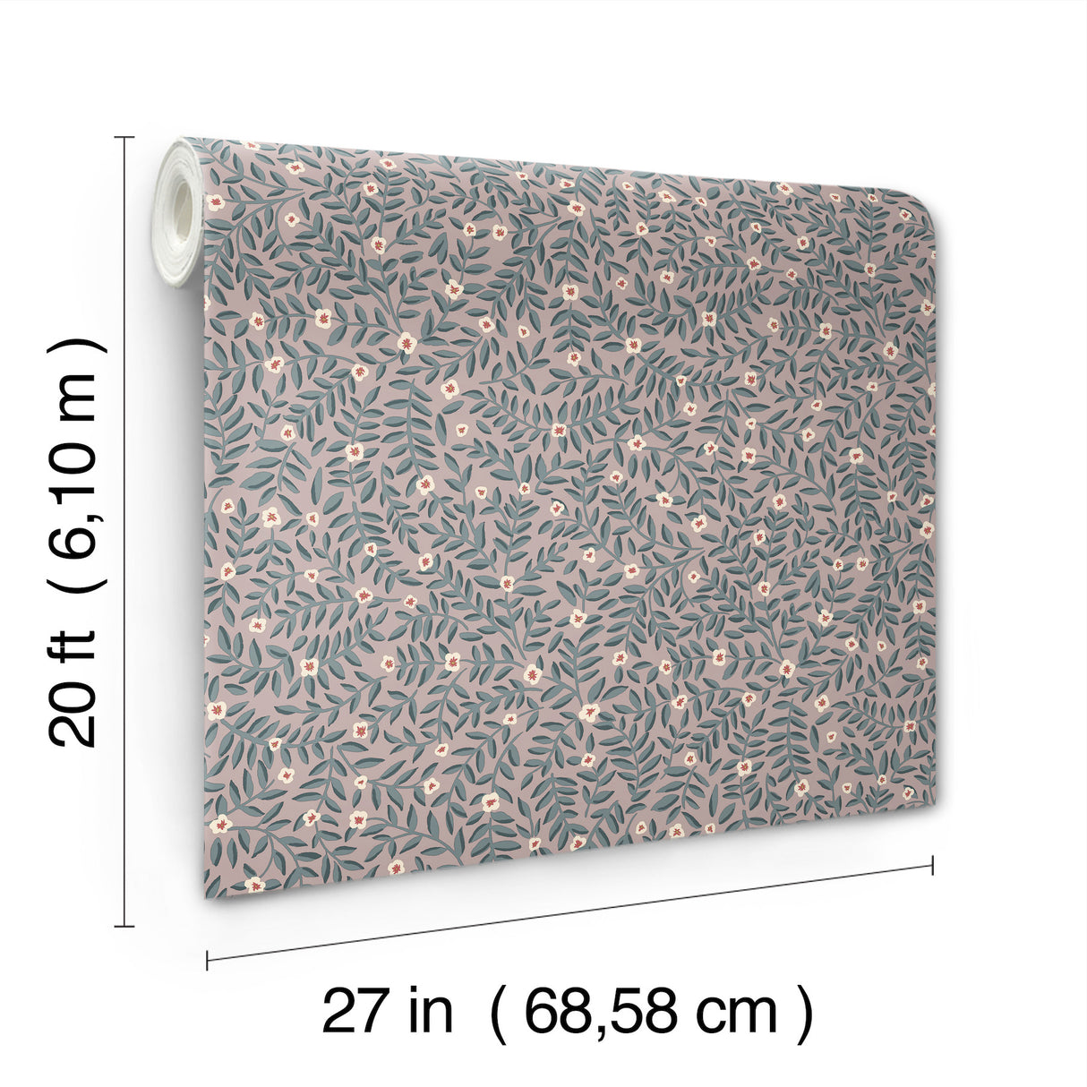 Elodie Lavender Petite Floral Premium Peel and Stick Non Woven Botanical Wallpaper Roll 27 in x 20 ft by Rifle Paper Co. PSW1693RL