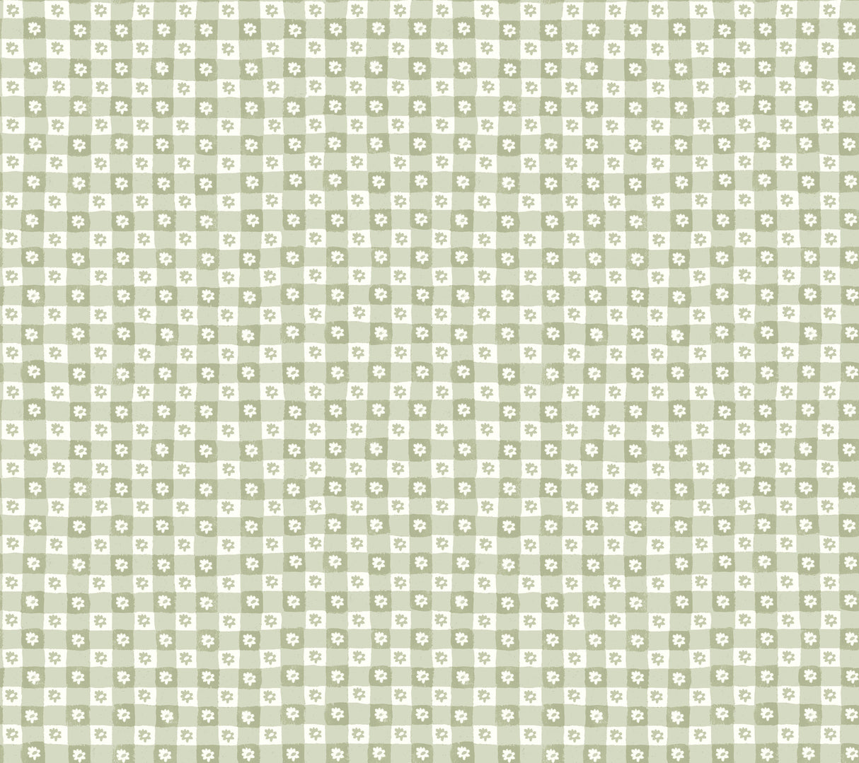Daisy Gingham Green peel and stick wallpaper roll, 27 in x 20 ft (about 45 sq ft) – PSW1694RL