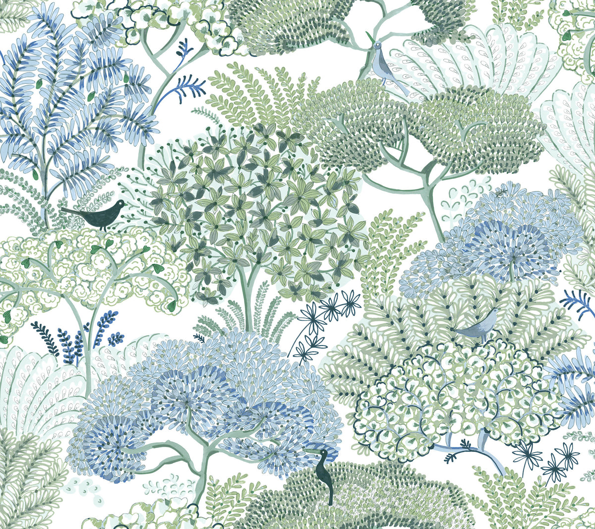 Everbloom Forest Green Botanical Peel and Stick Wallpaper by York Wallcoverings - PSW1697RL