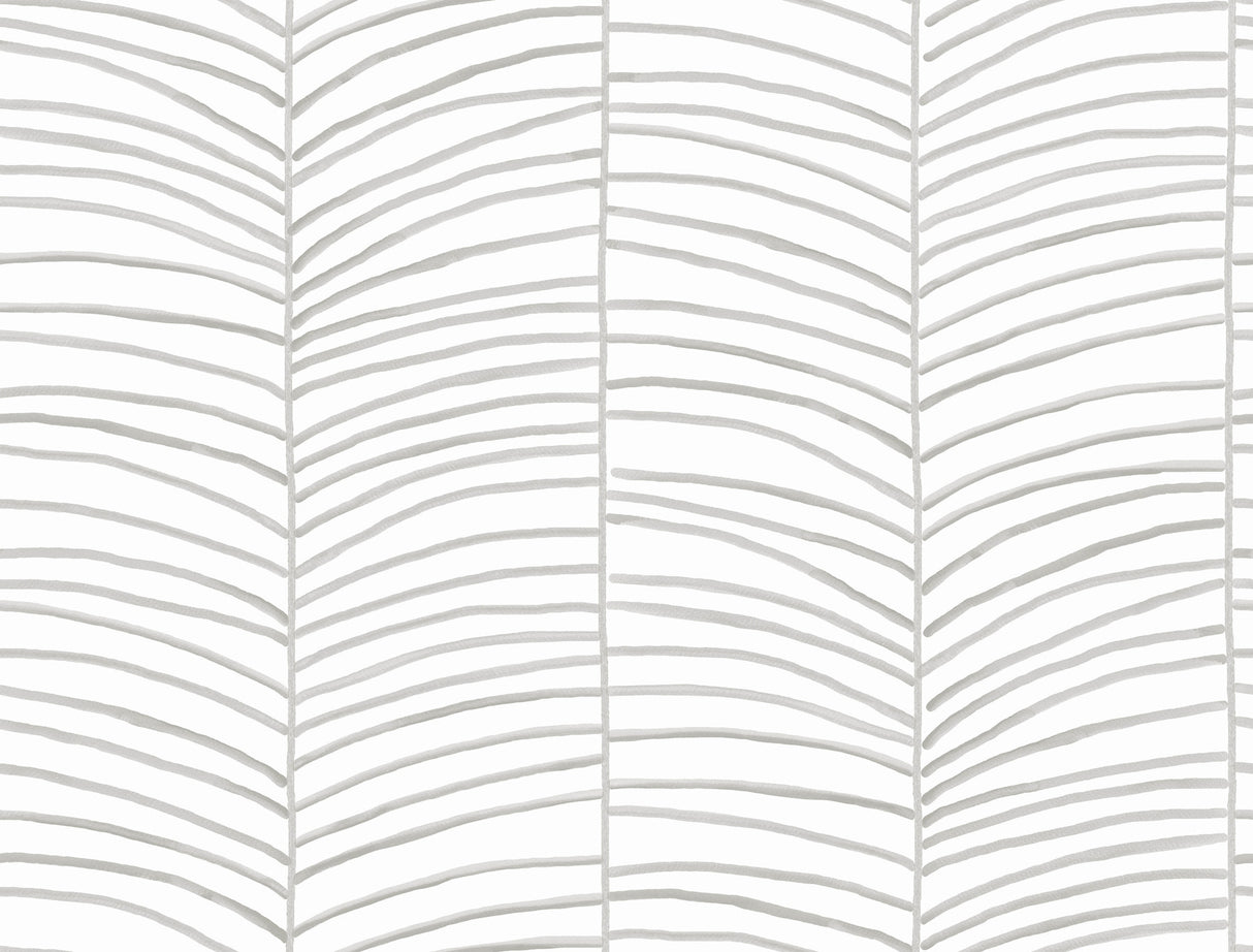 Cascade Palm Grey Chic Tropics Peel and Stick Non Woven Wallpaper by York Wallcoverings - PSW1701RL