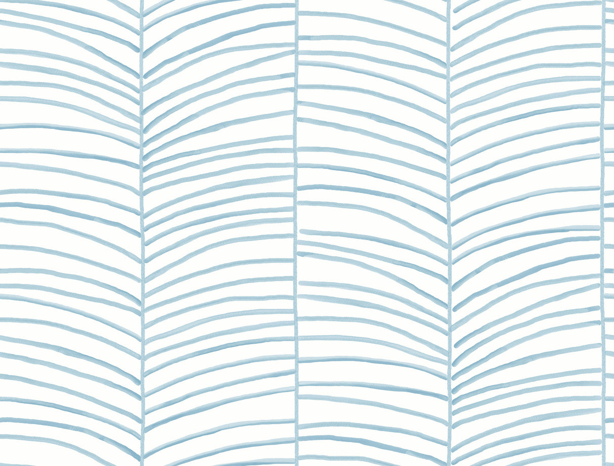 Cascade Palm Blue Chic Tropics Peel and Stick Wallpaper by York Wallcoverings - PSW1703RL