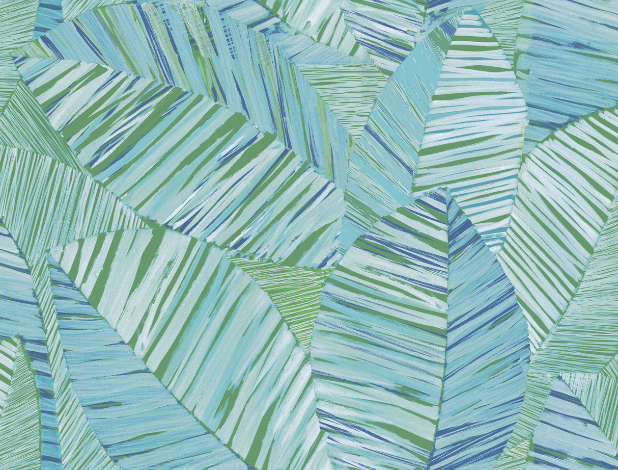 Crown Canopy Blue Palm Peel and Stick Wallpaper by York Wallcoverings - PSW1704RL