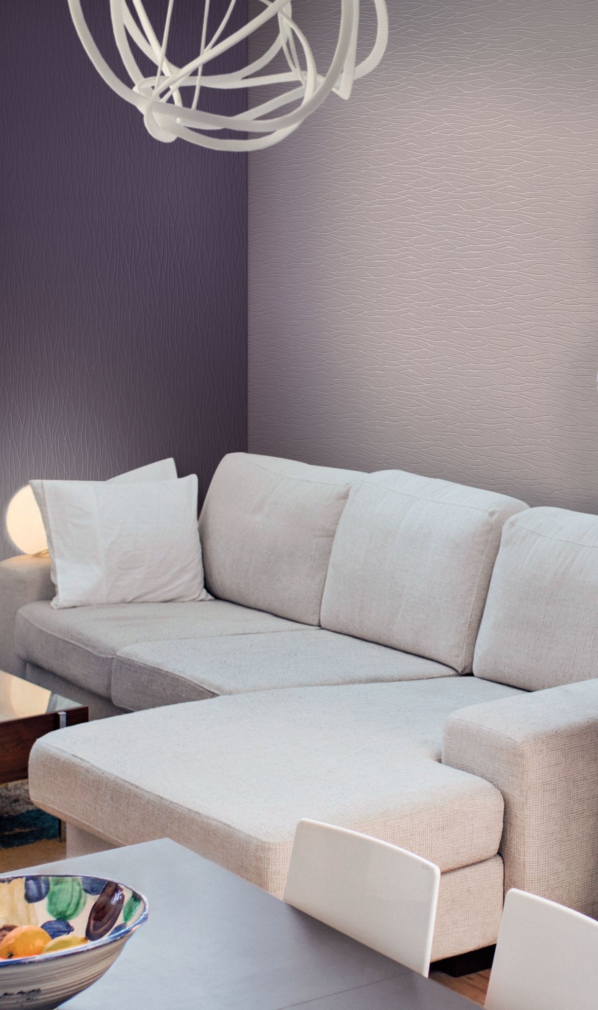 Organic Waves Paintable White Wallpaper with Textured Wave Motif - York PT9418