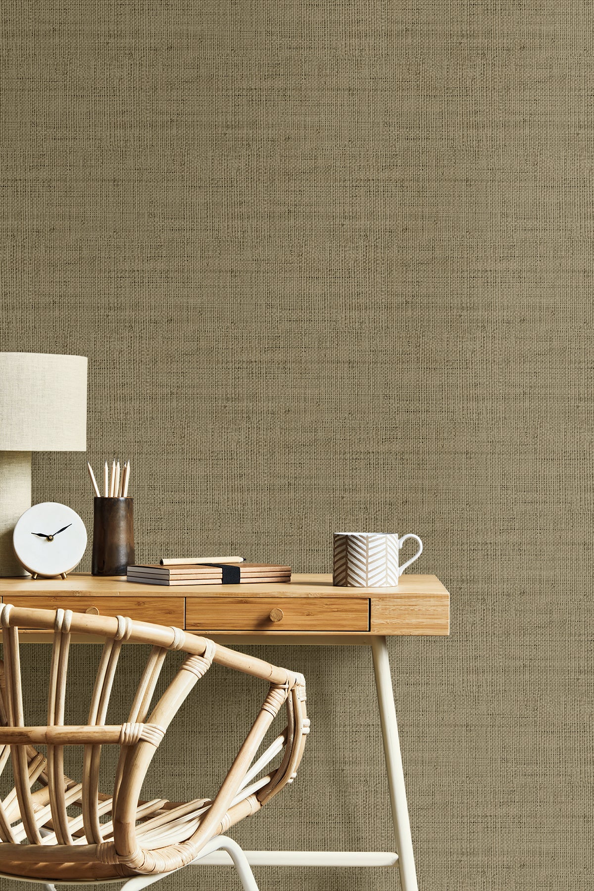 Wild Bind Cafe Latte by Raffia Matte Faux Weave Type II Vinyl Wallpaper – Seabrook Designs RA40350