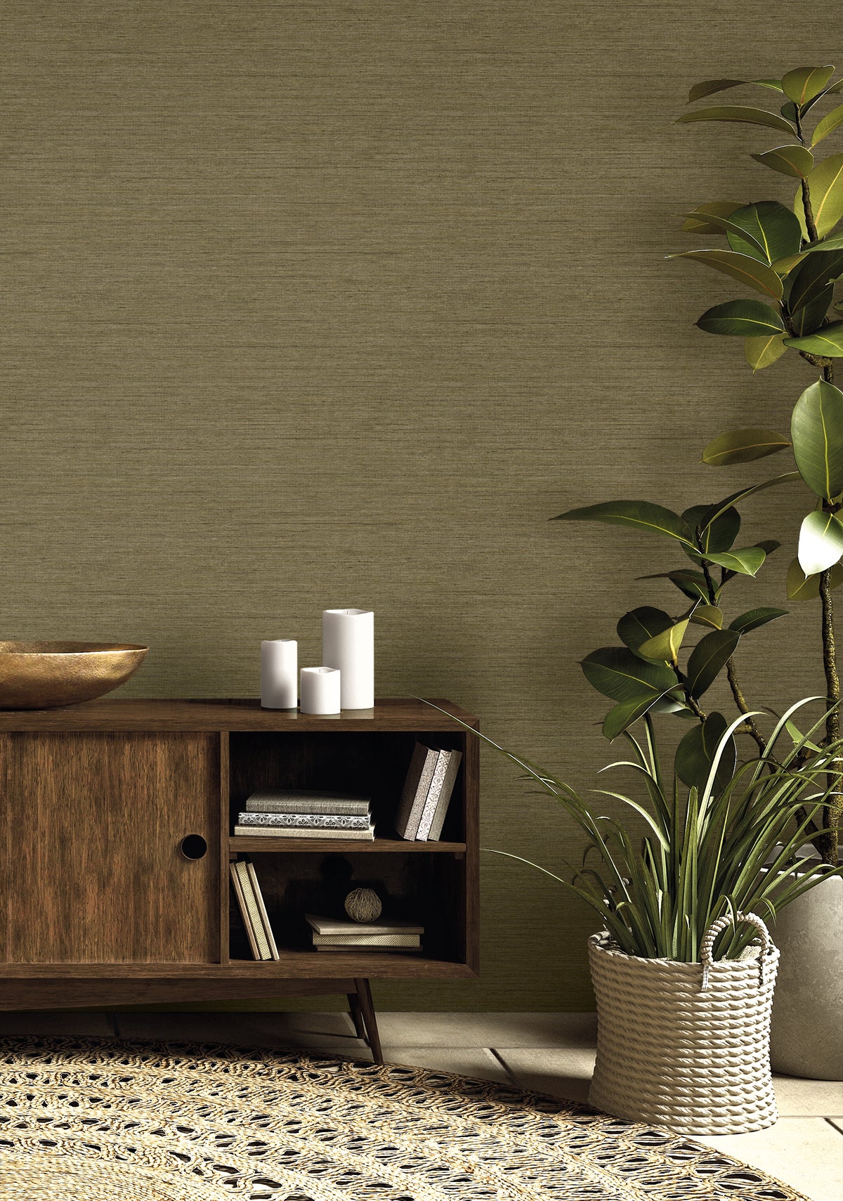 Threaded Burlap by Raffia Faux Linen Vinyl Wallpaper- Seabrook Designs RA40902