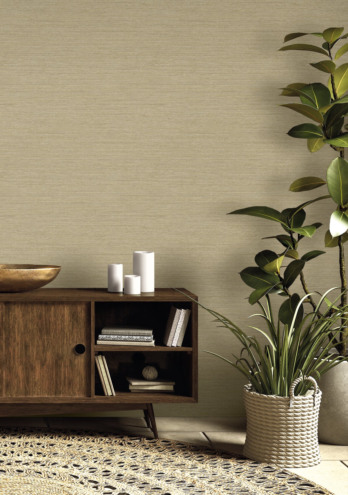 Threaded Sugared Almond by Raffia Faux Linen Textured Vinyl Wallpaper – Seabrook Designs RA40910