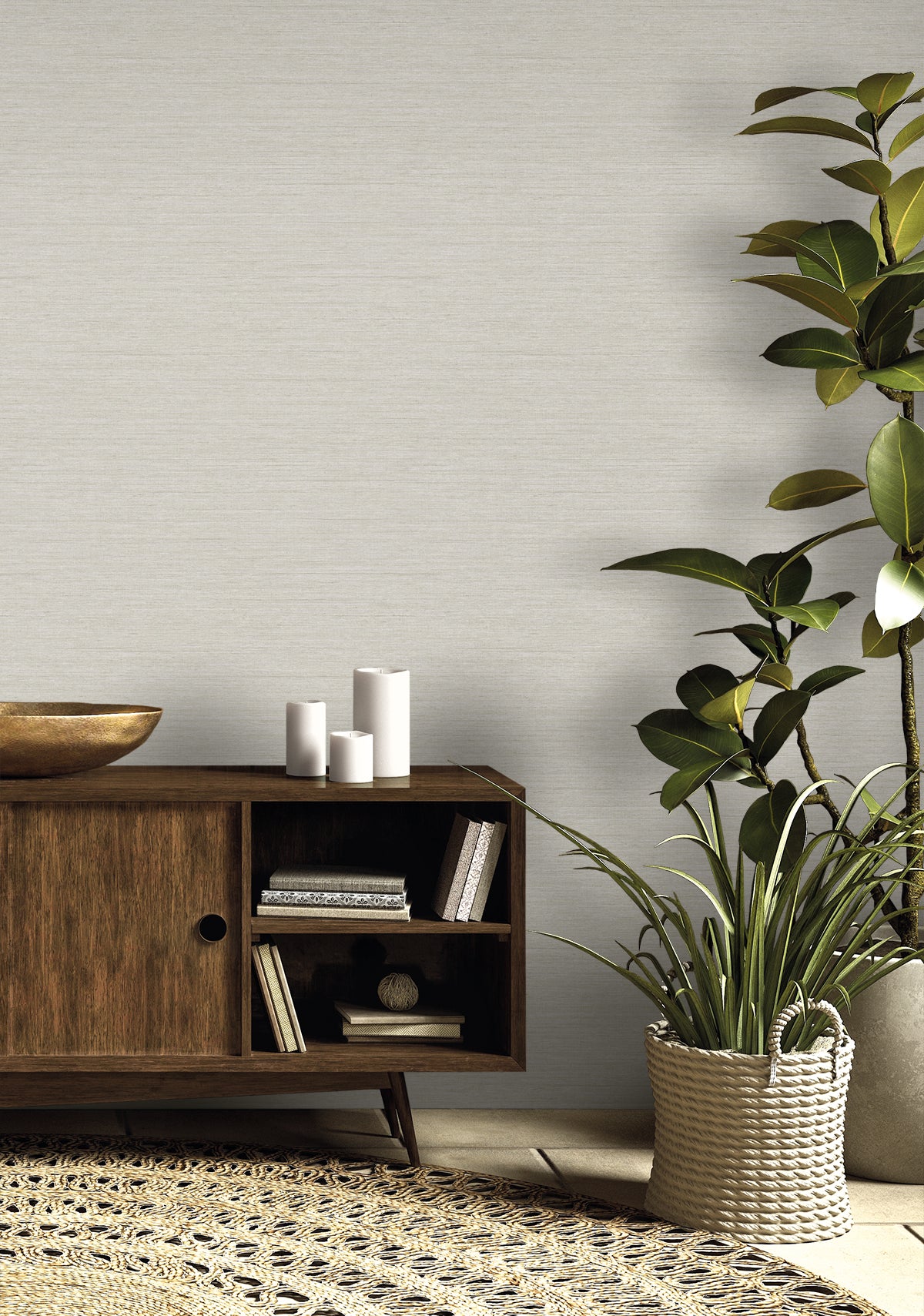 Threaded Dove Grey by Raffia Faux Linen Vinyl Wallpaper – Seabrook Designs RA40918