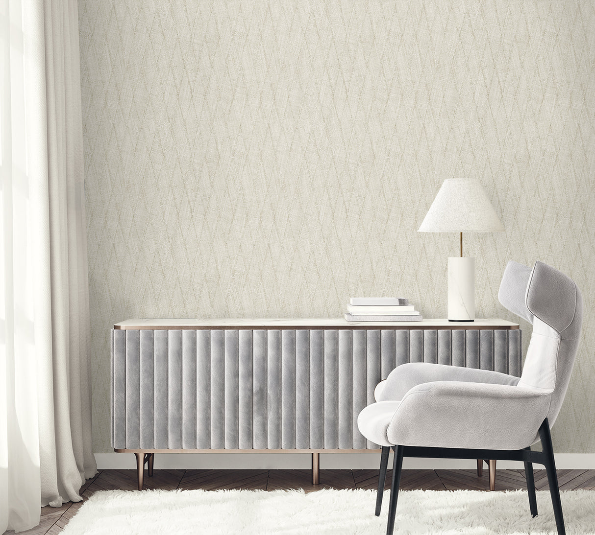 Sun Woven Dove by Raffia Faux Weave Vinyl Wallpaper – Seabrook Designs RA41211