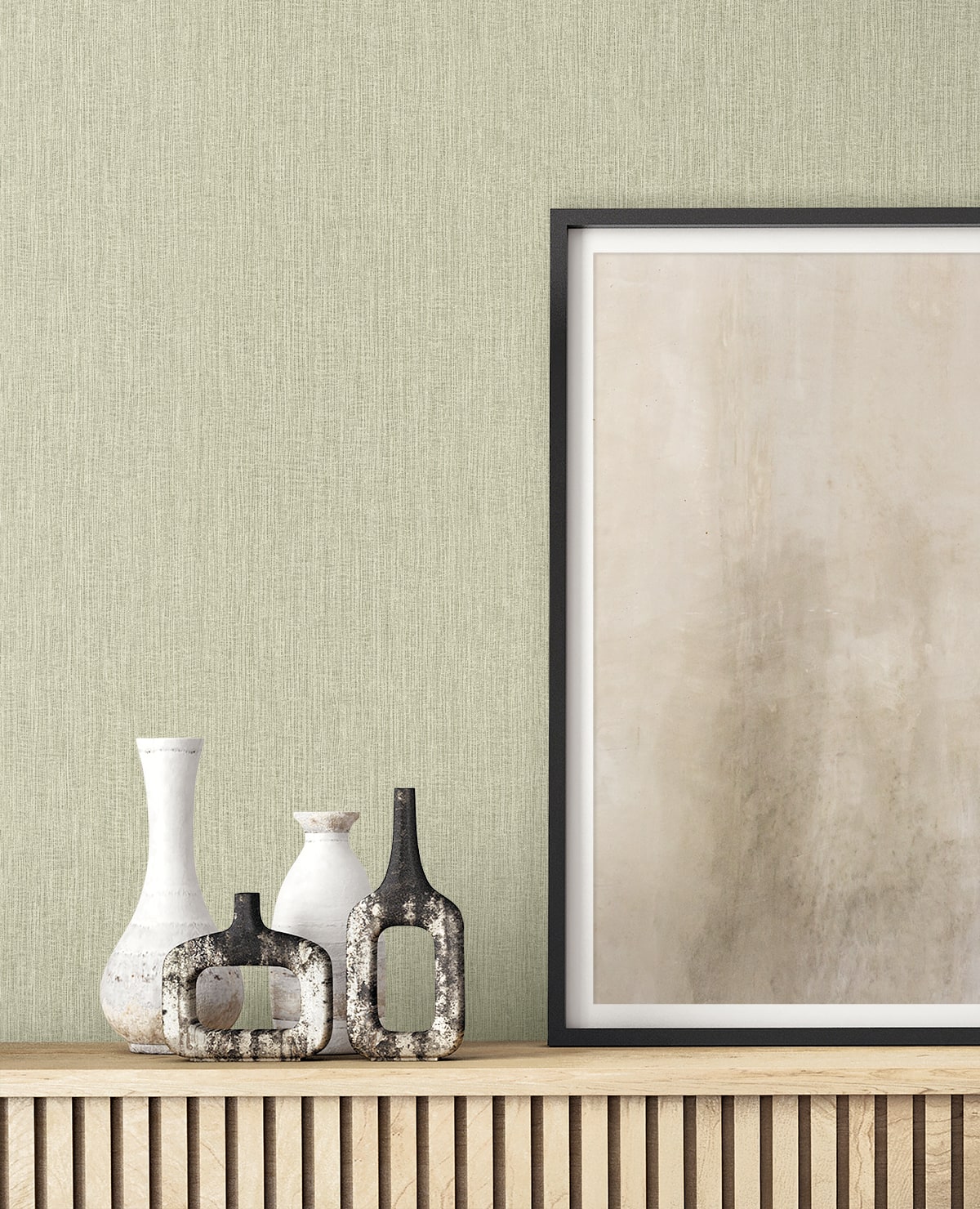 Natural Tether Oyster by Raffia Textured Stria Wallpaper – Seabrook Designs RA41526