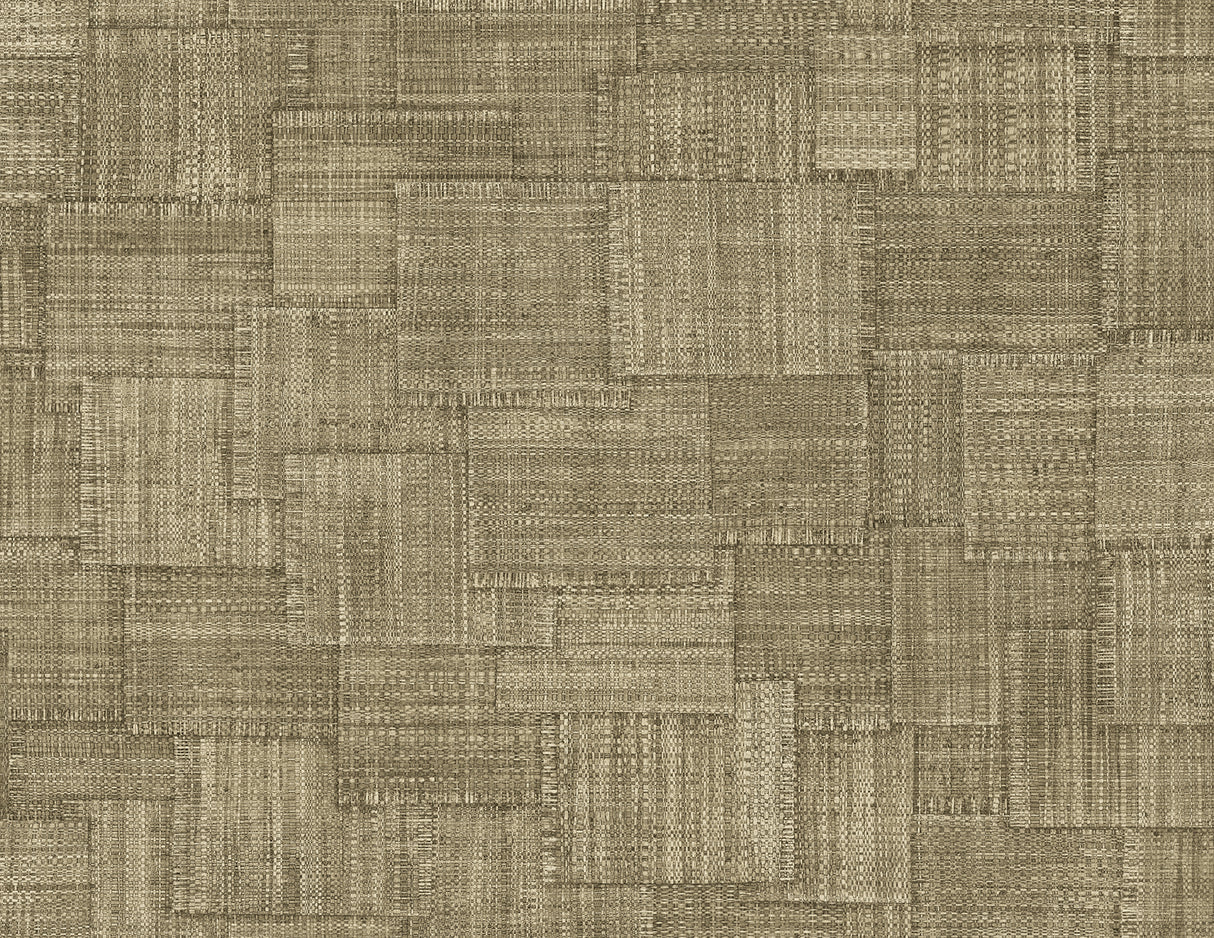 Seabrook Designs Woven Blocks wallpaper in Woodbridge, faux woven block texture in warm brown tones