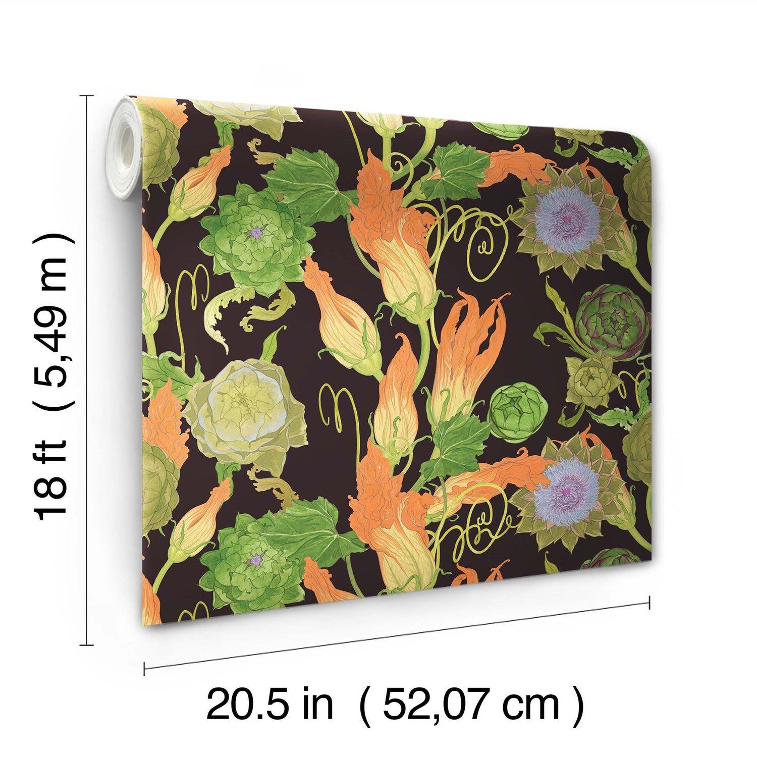 Black Artichoke Peel & Stick Wallpaper with Botanical Leaves Motif - RAS6258