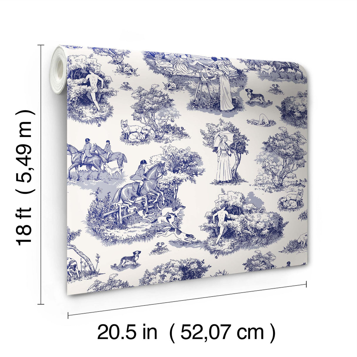 The Chase Blue Toile Peel & Stick Wallpaper - Rachel Antonoff x WallPops RAS6264
