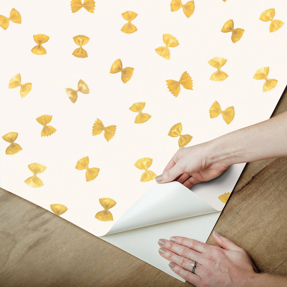 White Pasta Peel & Stick Wallpaper with Novelty Farfalle Motif - Brewster RAS6266