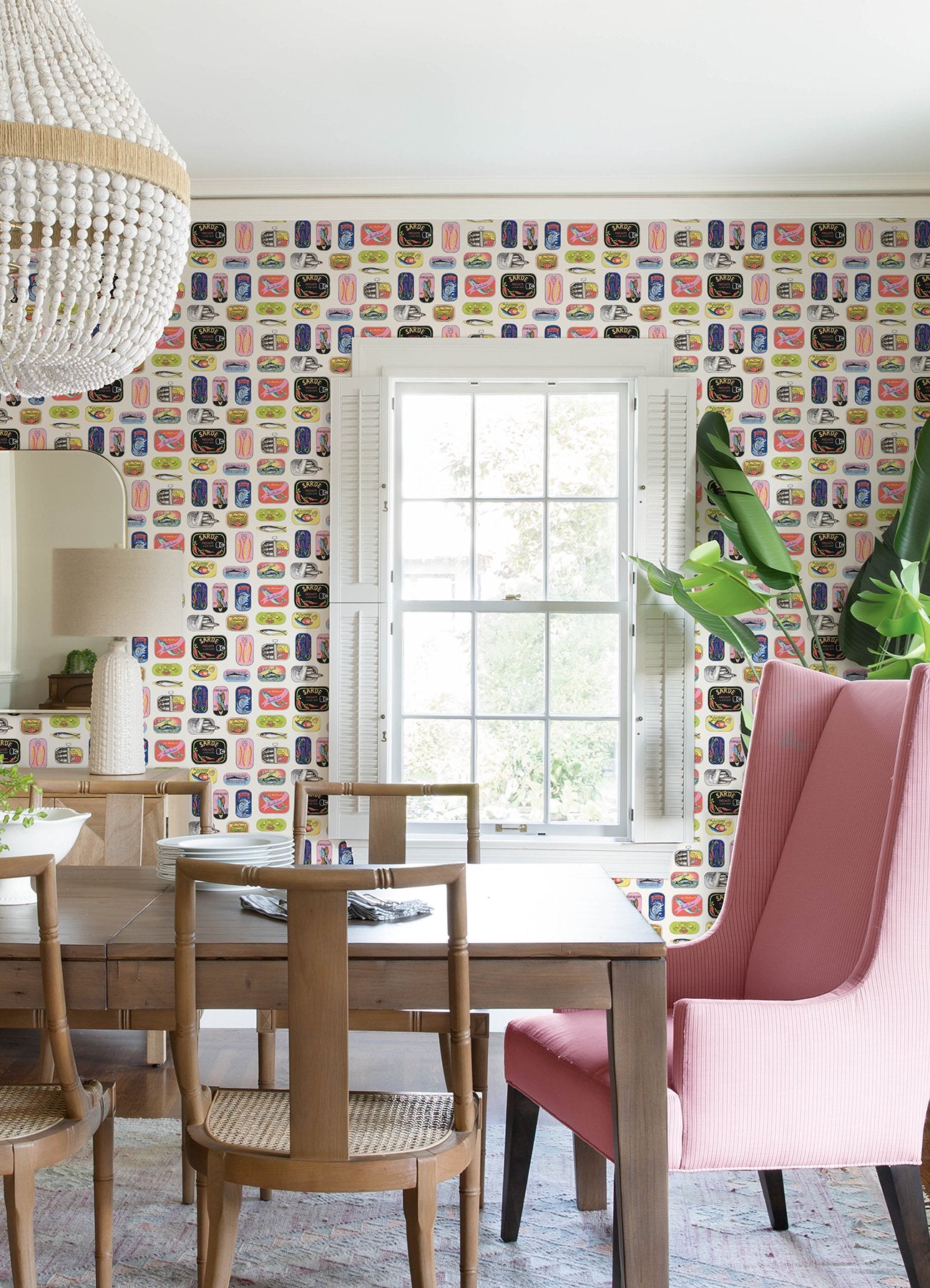 Sardine Tins Cream Peel & Stick Wallpaper with Modern Graphic Fish Pattern - WallPops RAS6267