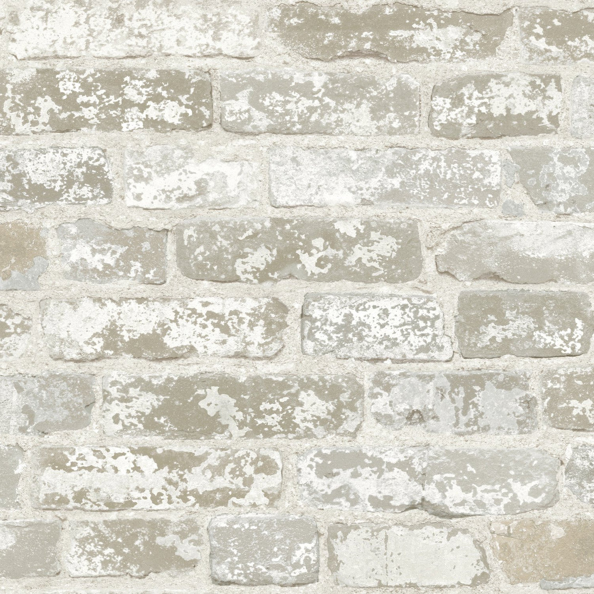 Up the Wall Off White & Grey Brick Pattern Prepasted Wallpaper - York RB4304