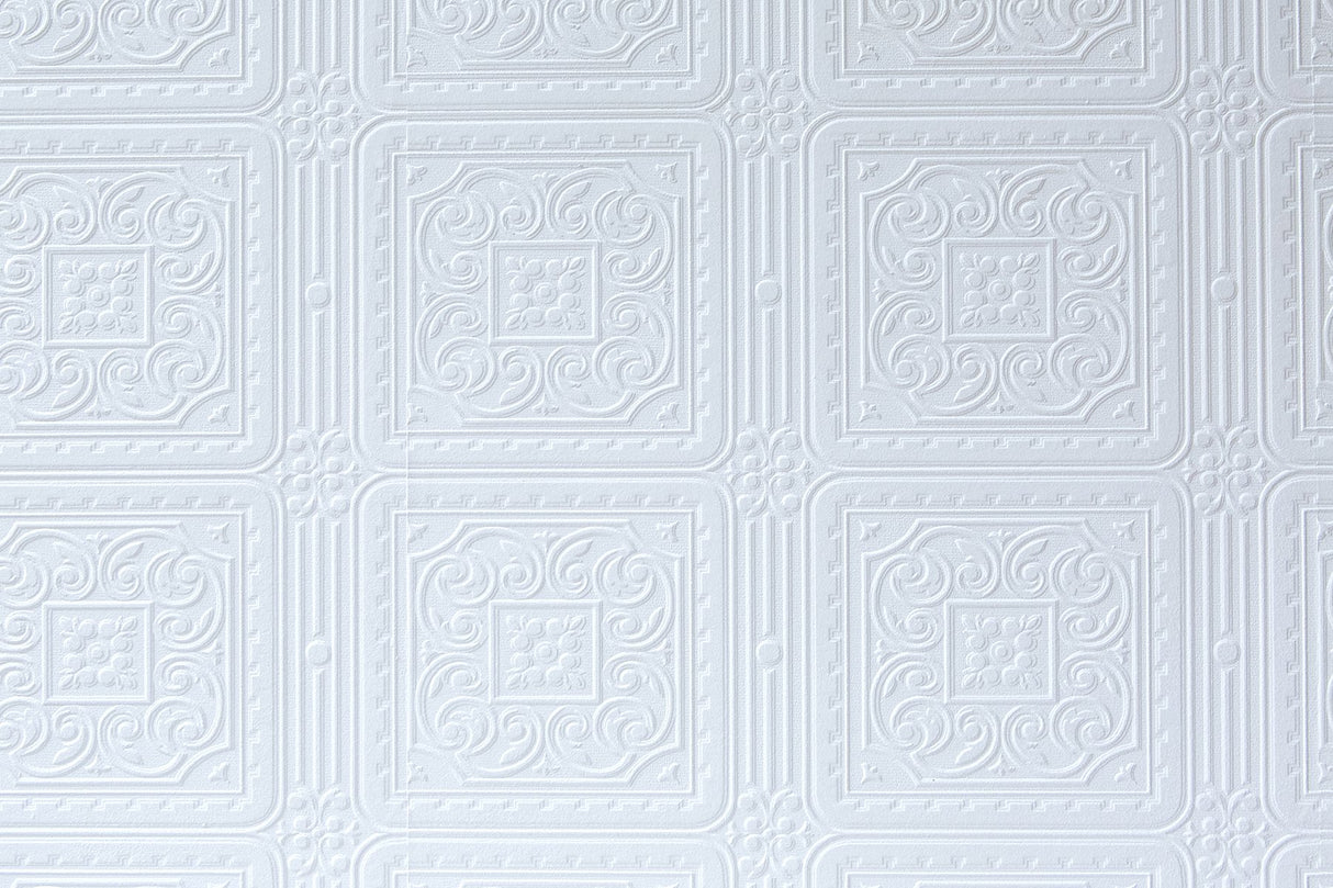 Turner Tile White Paintable Textured Vinyl Wallpaper