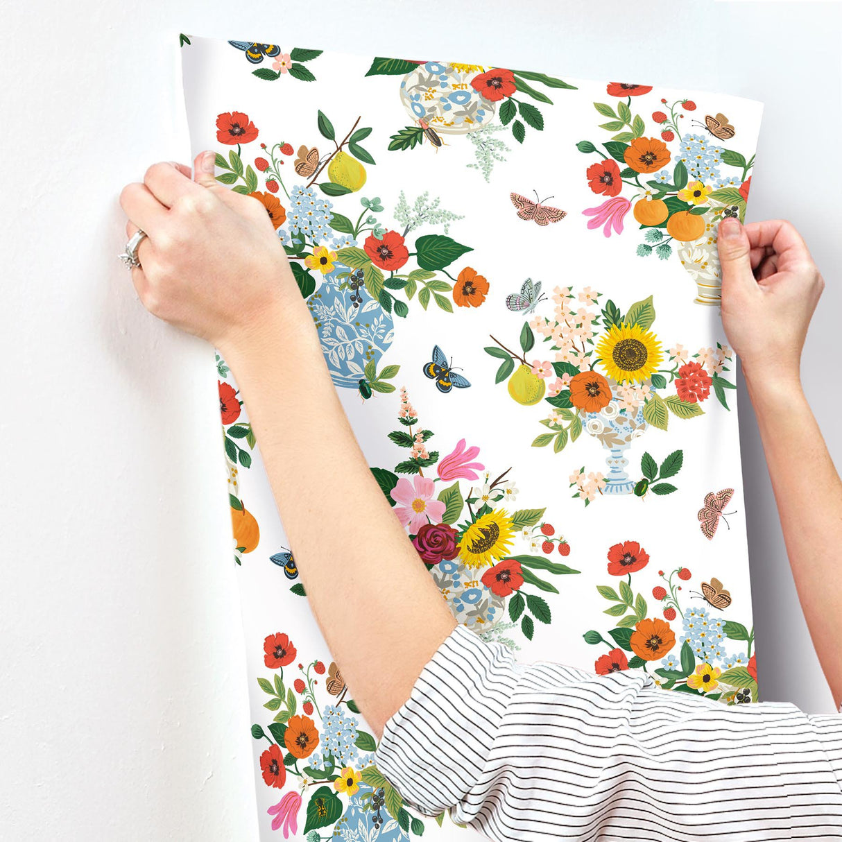 Flower Studies Bright Multi-Color Floral Whimsical Wallpaper - York RF7402