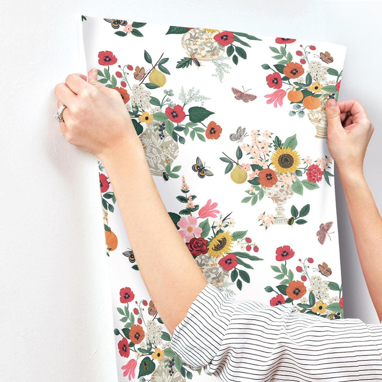 Flower Studies Rose Red Whimsical Floral Wallpaper - York RF7404