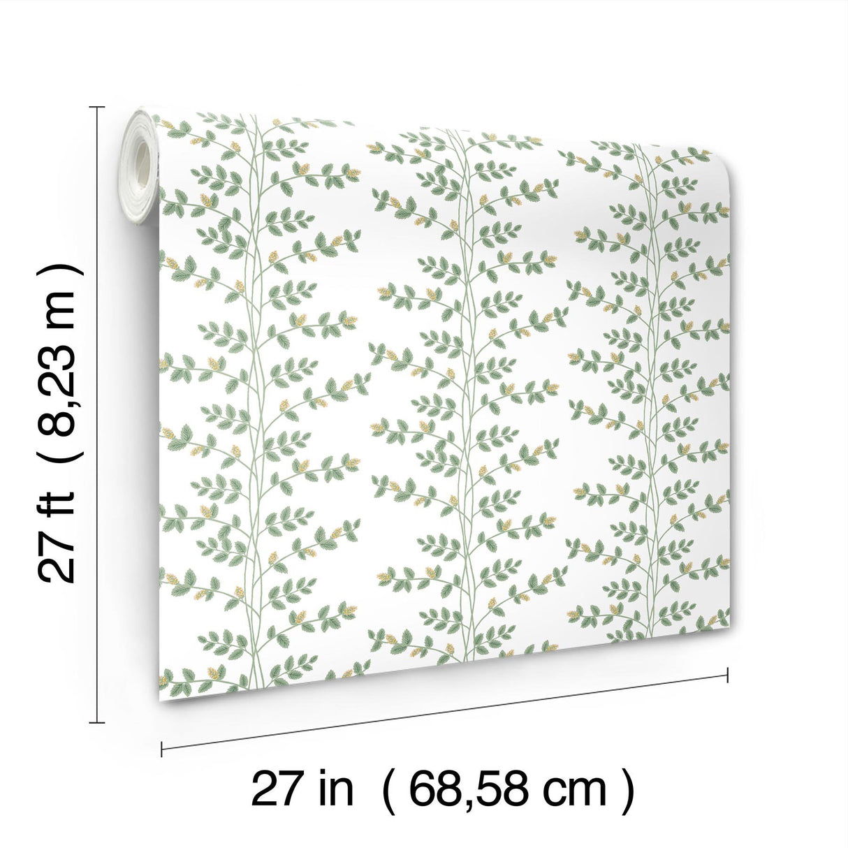 Climbing Vine Gold Wallpaper with Metallic Botanical Vine Stripe - York RF7424