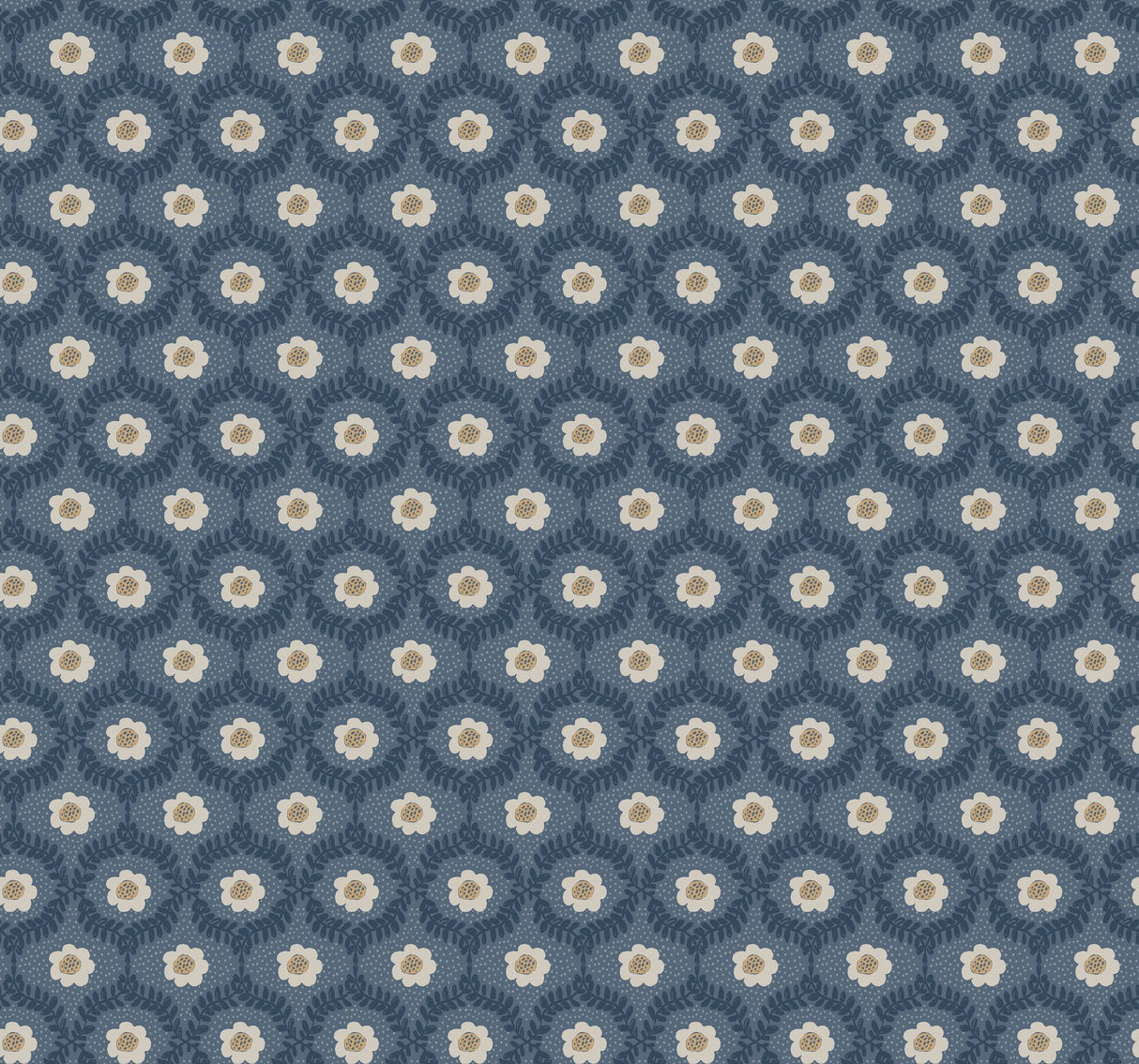 Emma Navy Metallic Floral Whimsical Wallpaper - York RF7441