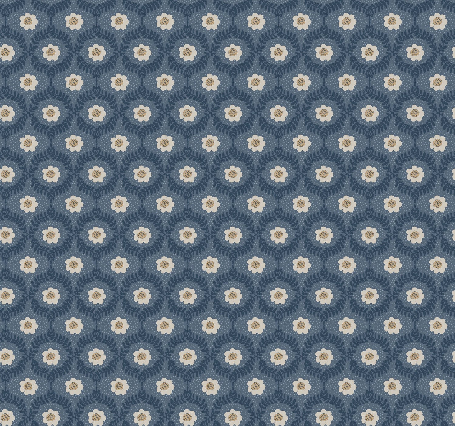 Emma Navy Metallic Floral Whimsical Wallpaper - York RF7441