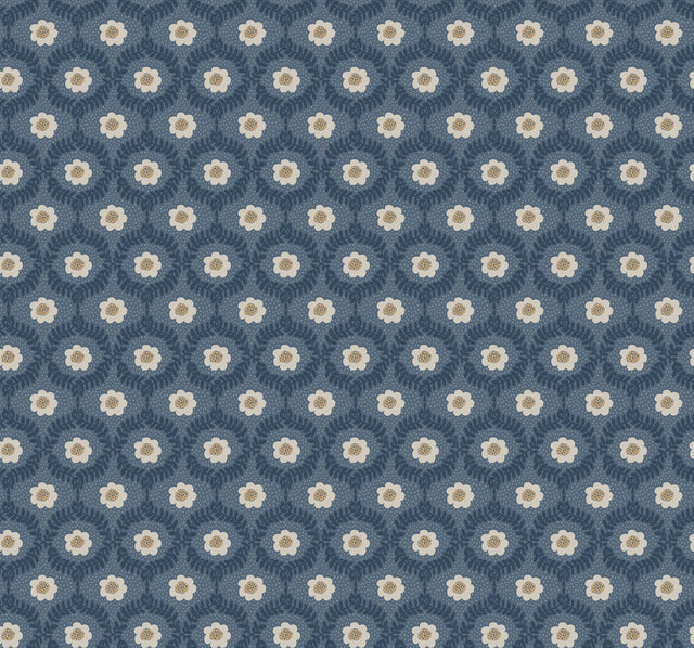 Emma Navy Metallic Floral Whimsical Wallpaper - York RF7441