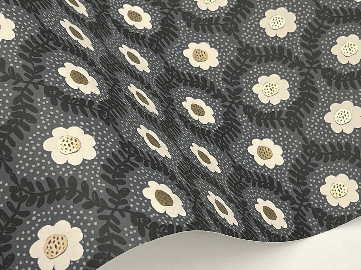 Emma Black Wallpaper with Metallic Floral Medallion Pattern - York RF7442