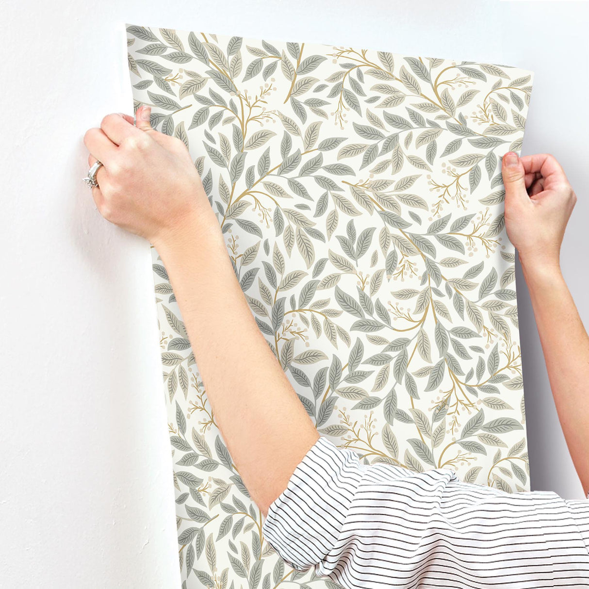 Willowberry Linen Wallpaper with Metallic Botanical Vines - York RF7463