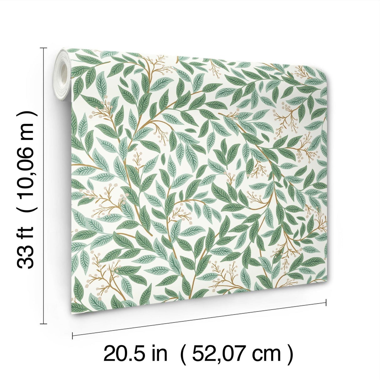 Willowberry Emerald Wallpaper with Metallic Botanical Vine Motif - York RF7464