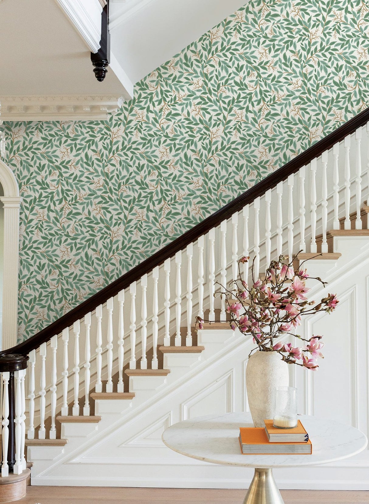 Willowberry Emerald Wallpaper with Metallic Botanical Vine Motif - York RF7464