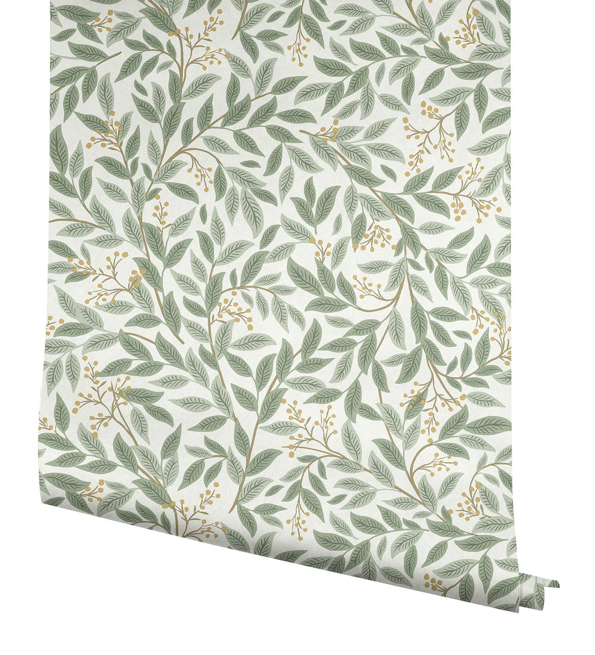 Willowberry Sage Green Metallic Botanical Wallpaper - York RF7465