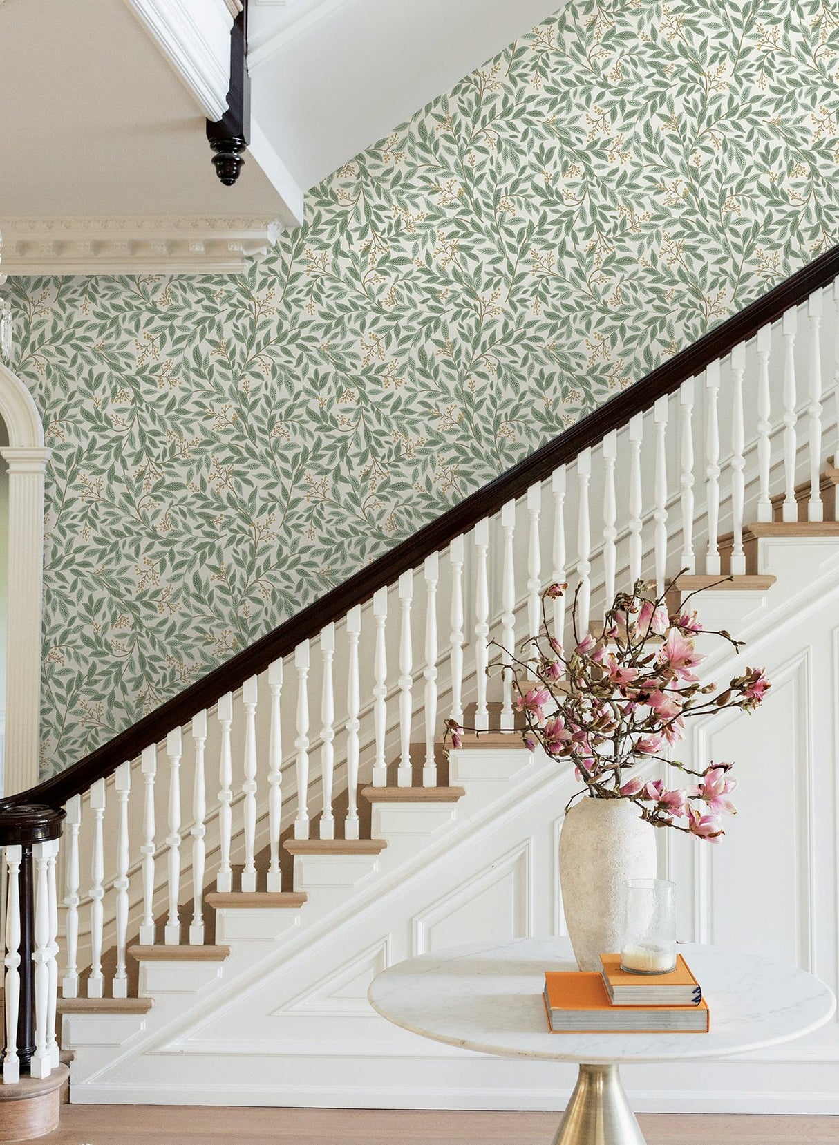 Willowberry Sage Green Metallic Botanical Wallpaper - York RF7465