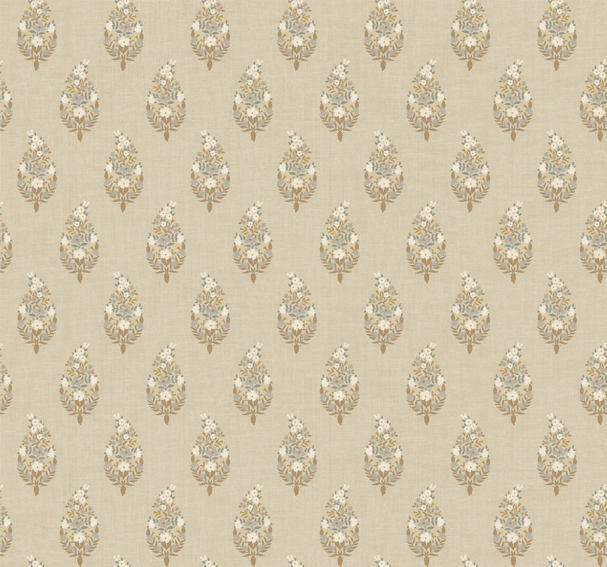 Paisley Linen Wallpaper with Metallic Small Prints Motif - York RF7474