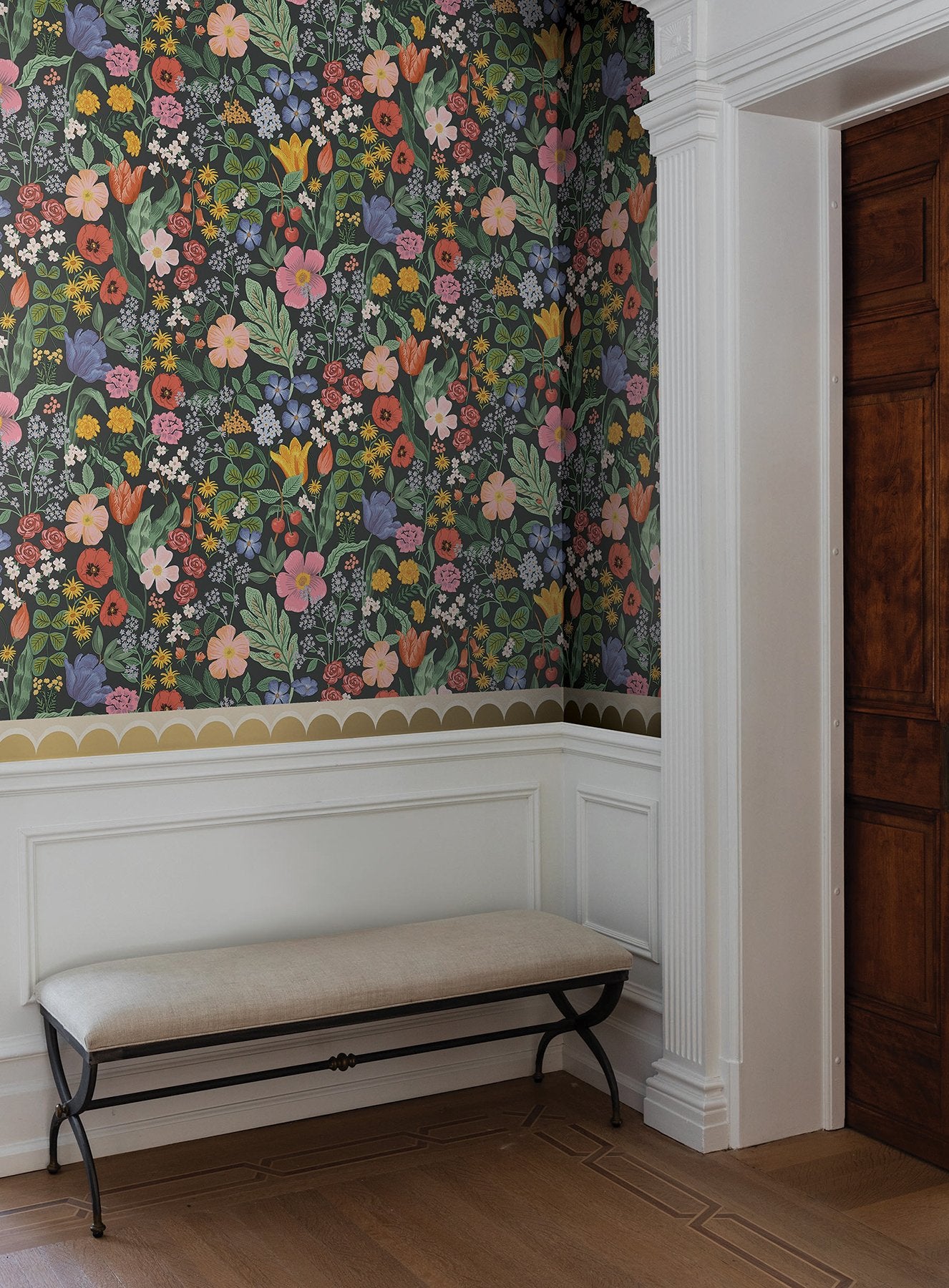 Blossom Black Floral Whimsical Non Woven Wallpaper - York RF7491