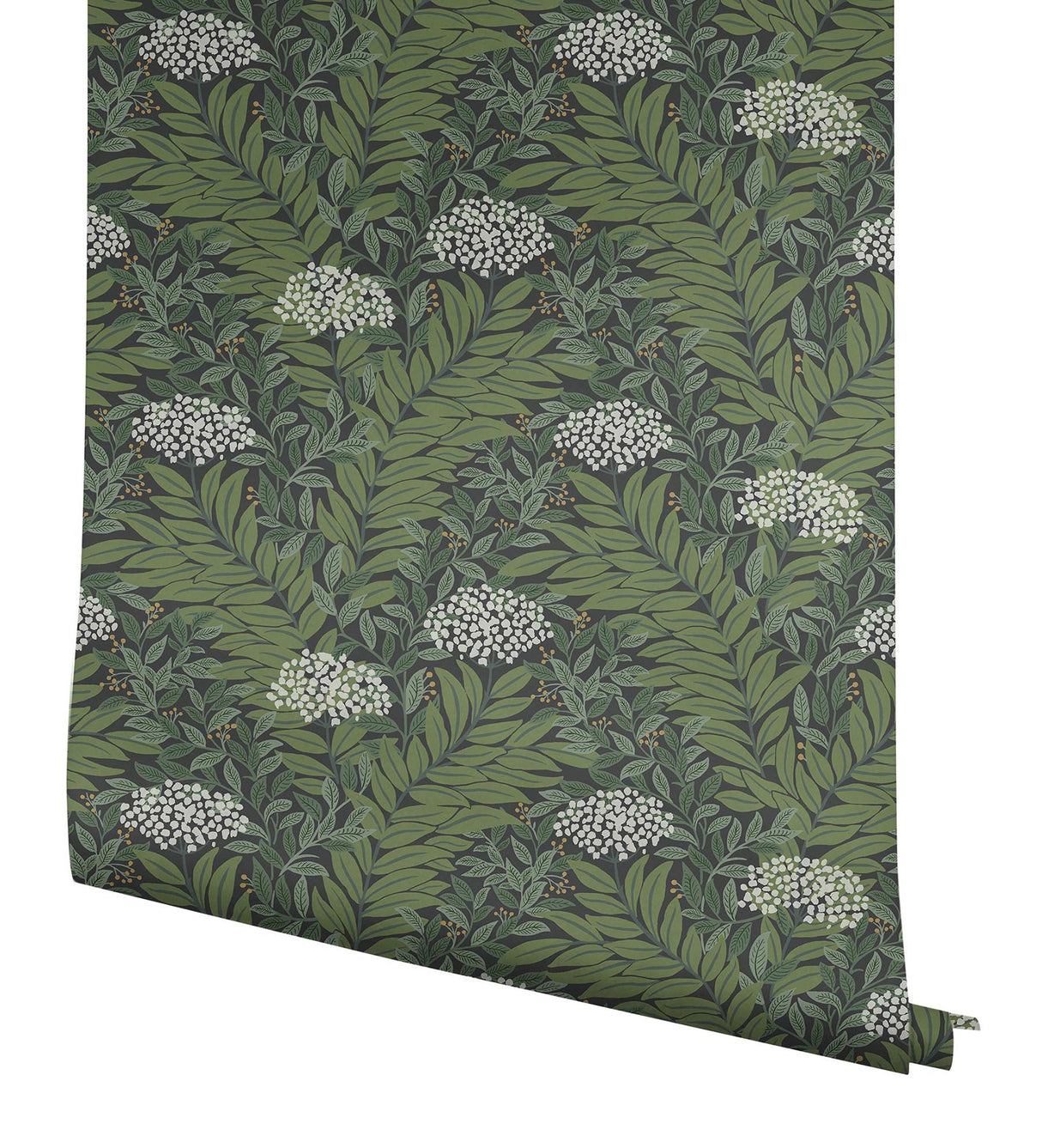 Highgrove Black Wallpaper with Metallic Floral Leaf Motif - York RF7504