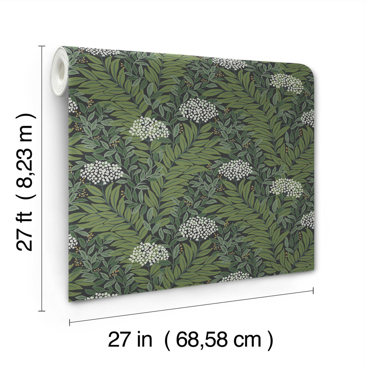 Highgrove Black Wallpaper with Metallic Floral Leaf Motif - York RF7504