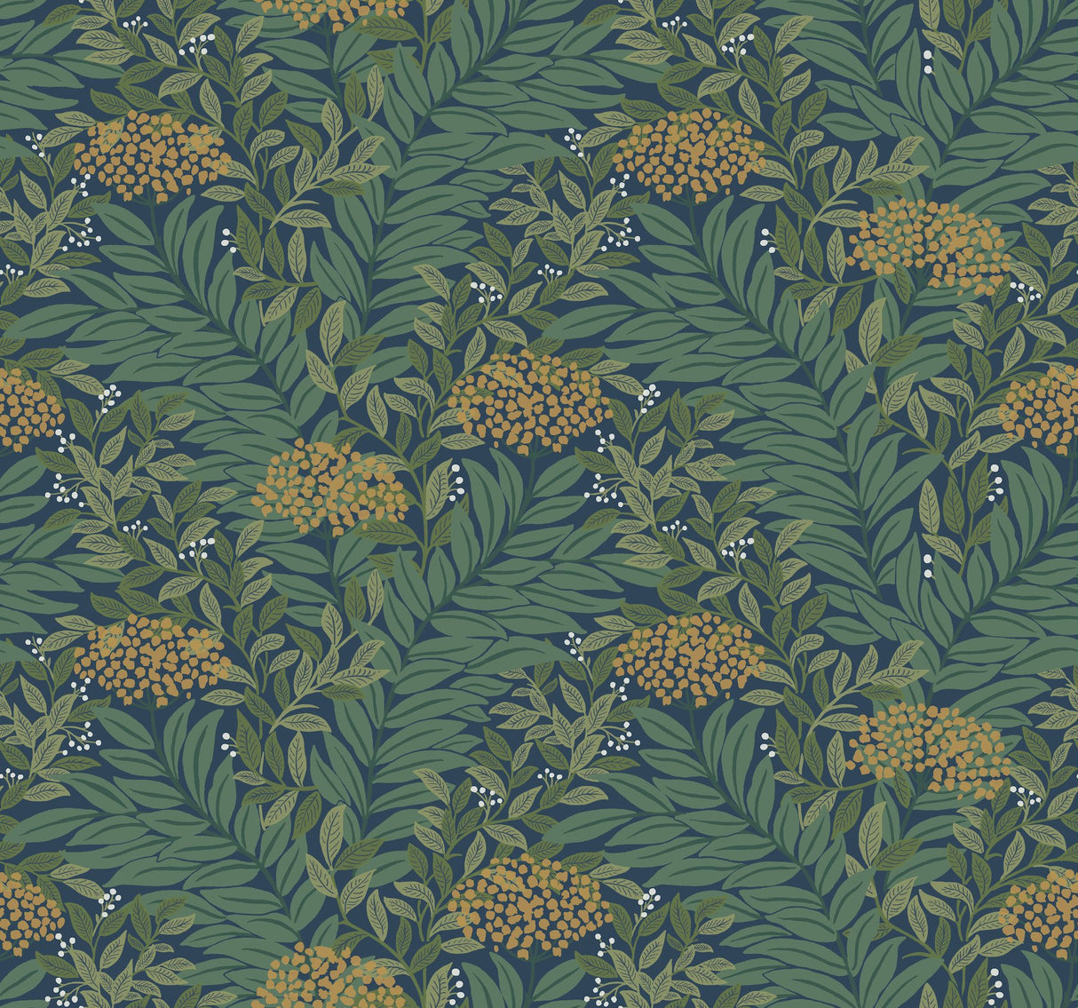 Highgrove Navy Metallic Traditional Floral Wallpaper - York RF7505