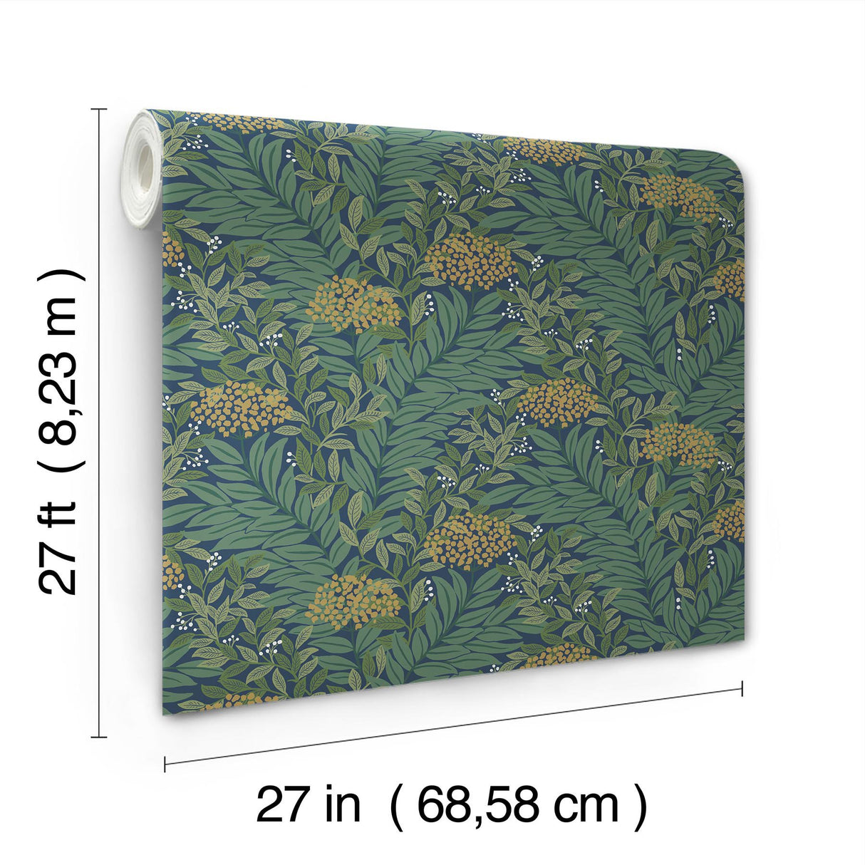 Highgrove Navy Metallic Traditional Floral Wallpaper - York RF7505