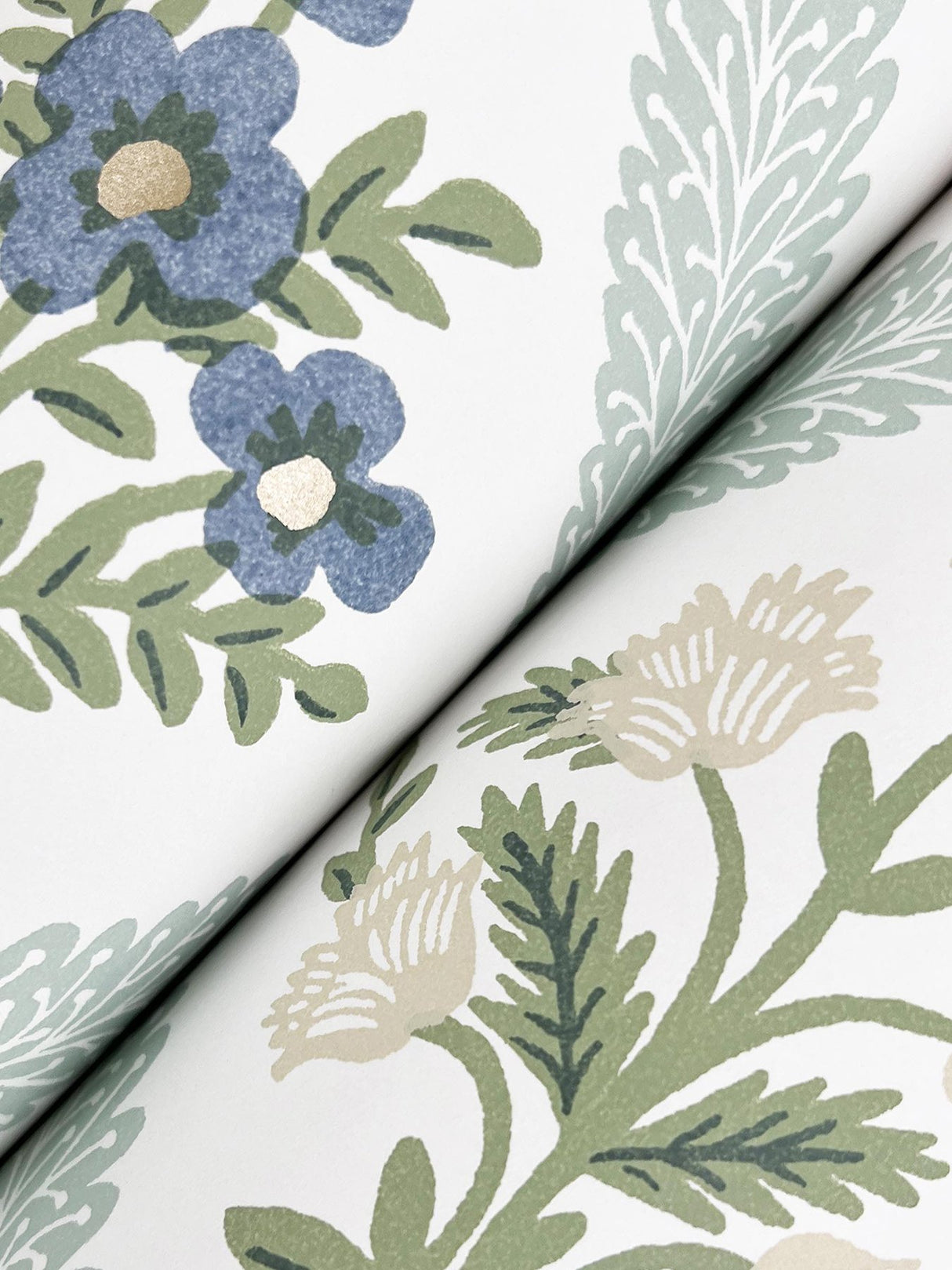 Estee Garden Pastel Wallpaper with Metallic Floral Farmhouse Pattern - York RF7512