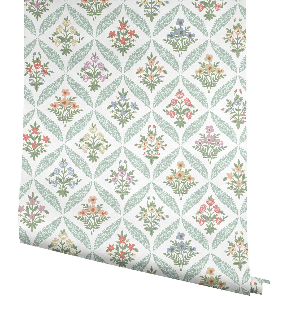 Estee Garden Pastel Wallpaper with Metallic Floral Farmhouse Pattern - York RF7512