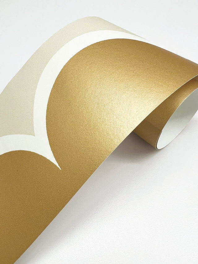 Linen Scallop Wallpaper Trim in Linen with Geometric Scallop Pattern - York RF7521B