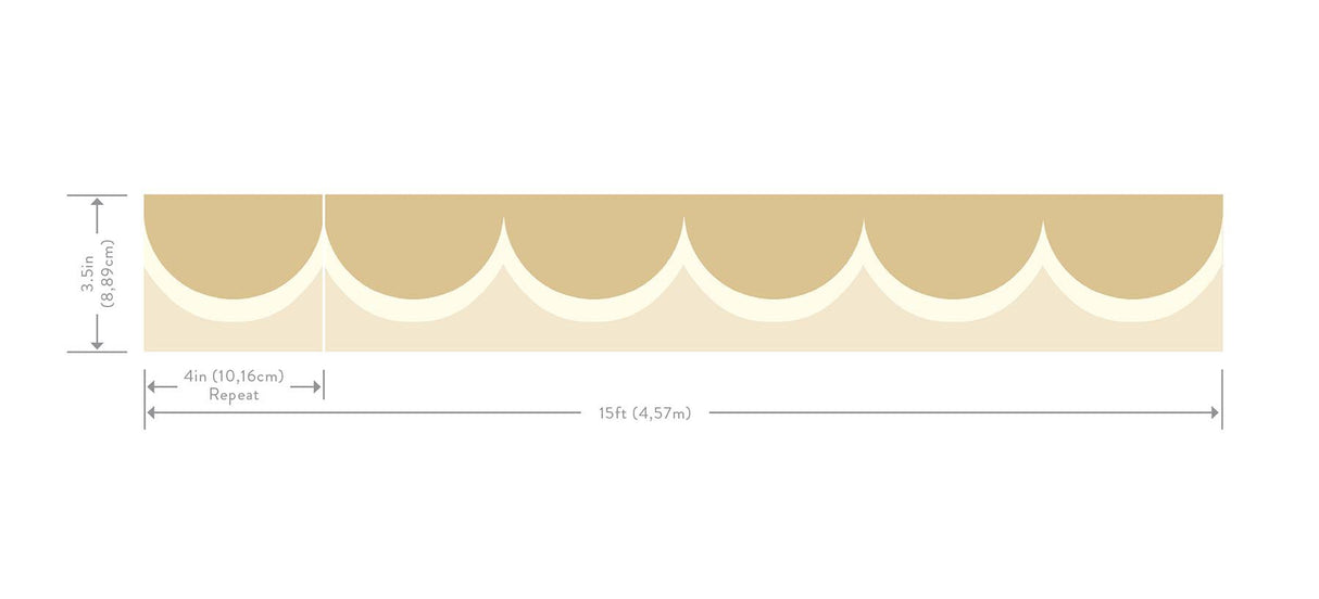 Linen Scallop Wallpaper Trim in Linen with Geometric Scallop Pattern - York RF7521B