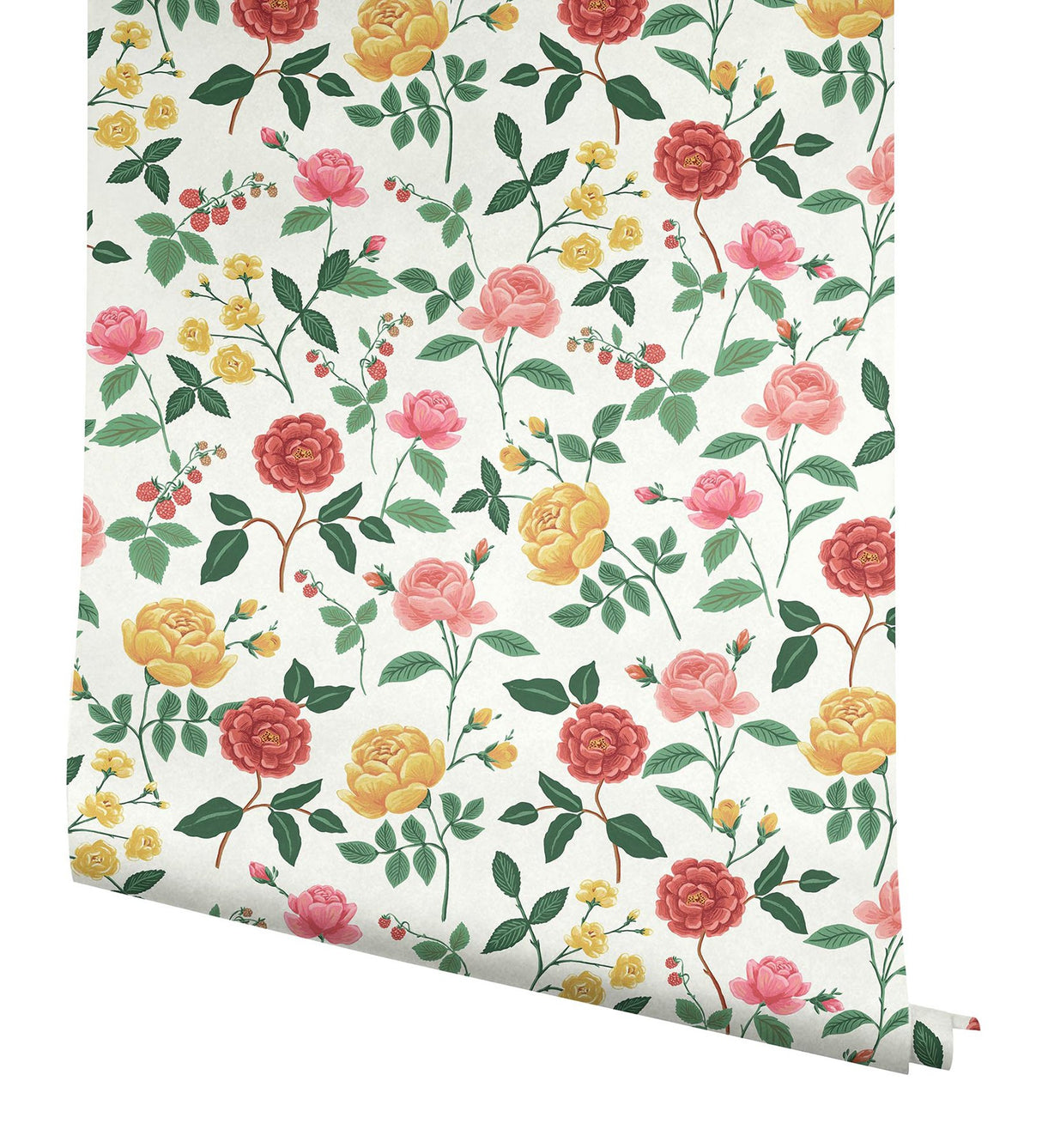 Roses Blush Wallpaper with Botanical Floral Motif, Whimsical Style - York RF7546