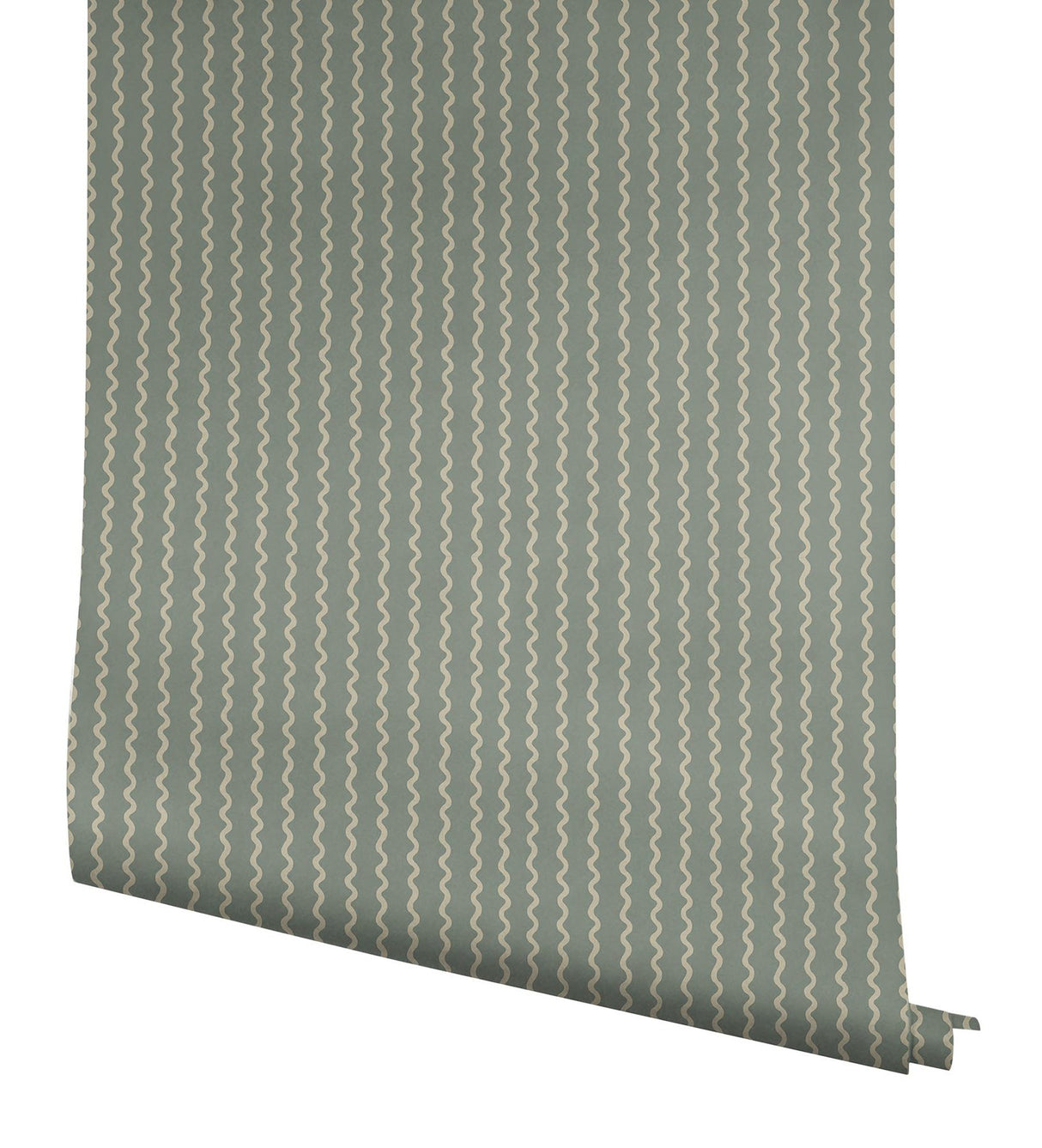 Rickrack Moss Wallpaper with Wavy Vertical Stripe Pattern - York RF7553