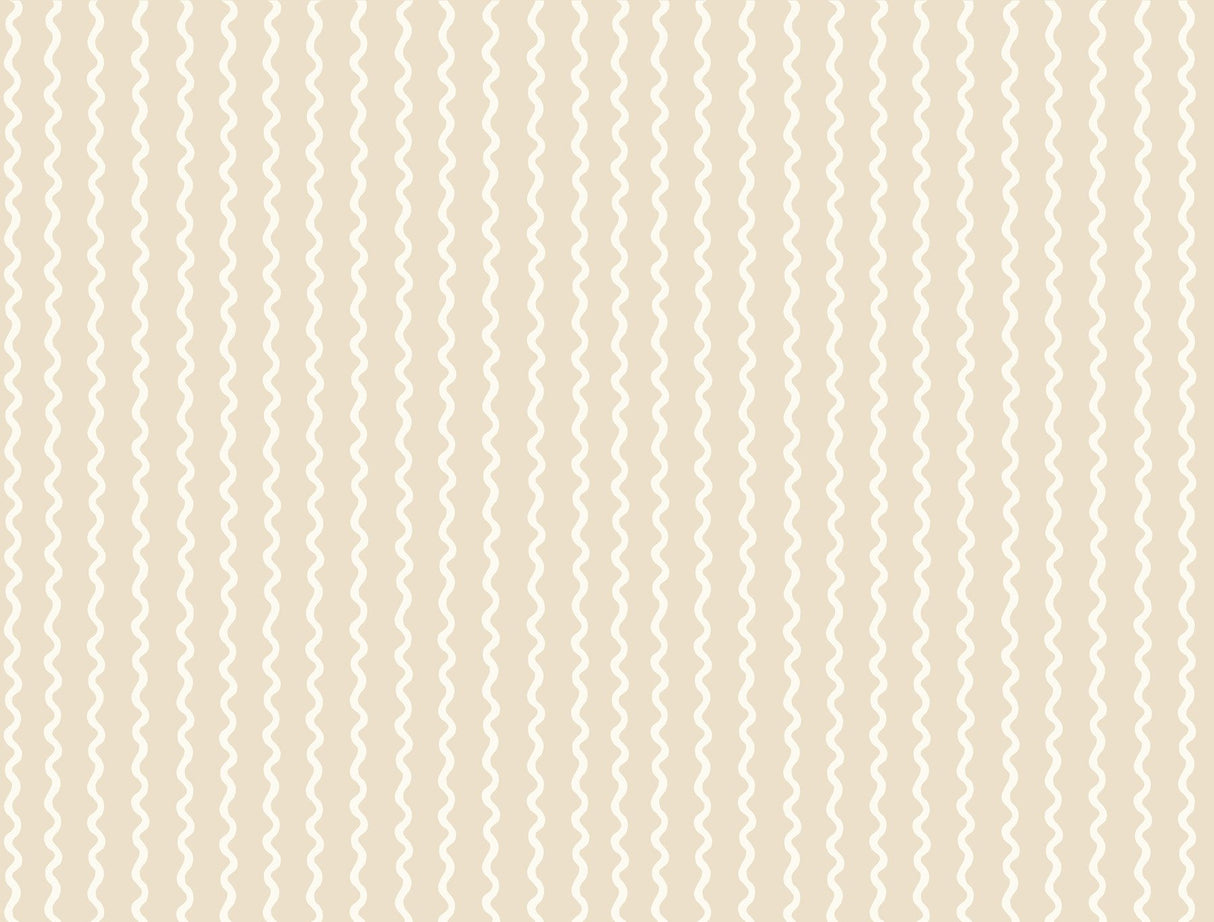 Rickrack Linen Wallpaper with Zigzag Stripe in Beige - York RF7554