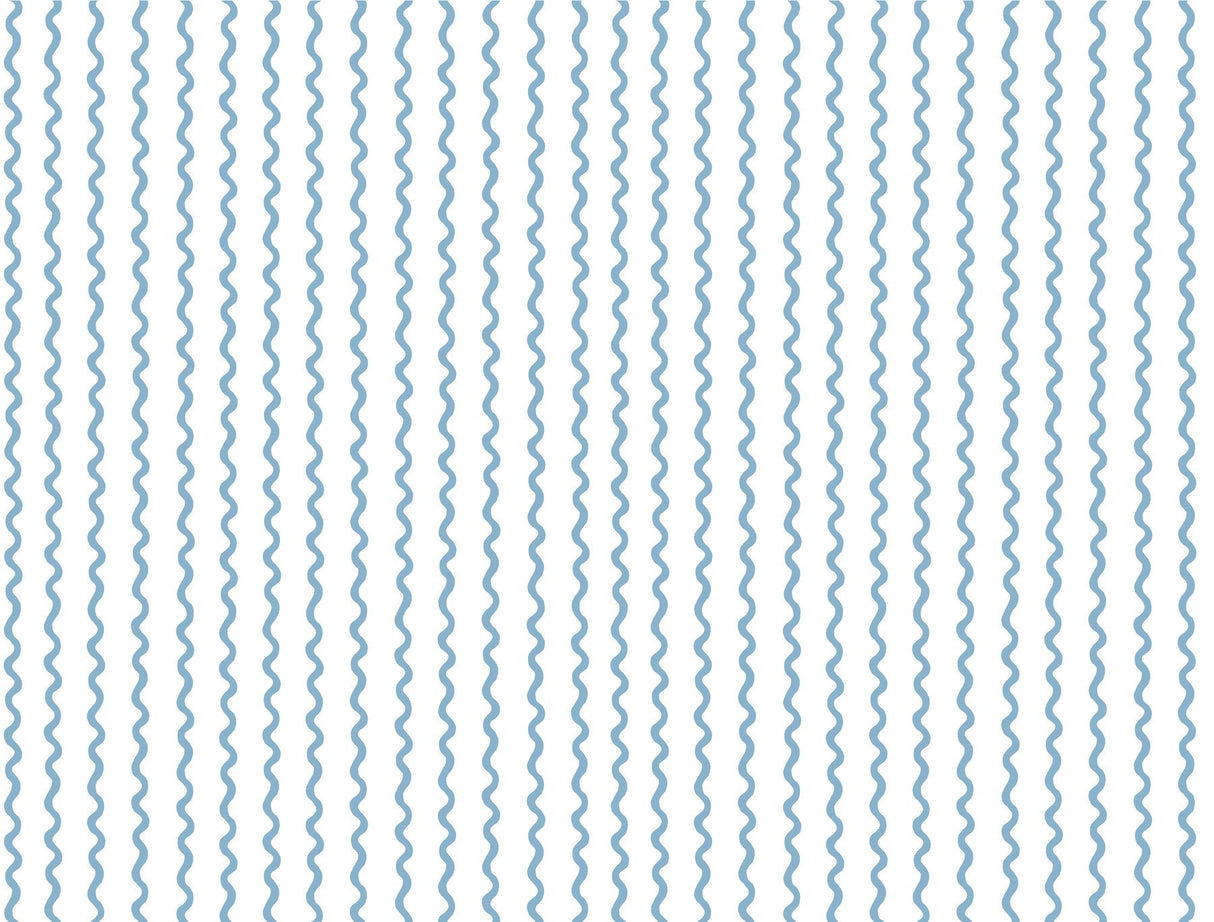 Rickrack Blue Wallpaper with Wavy Stripe Motif - York RF7555