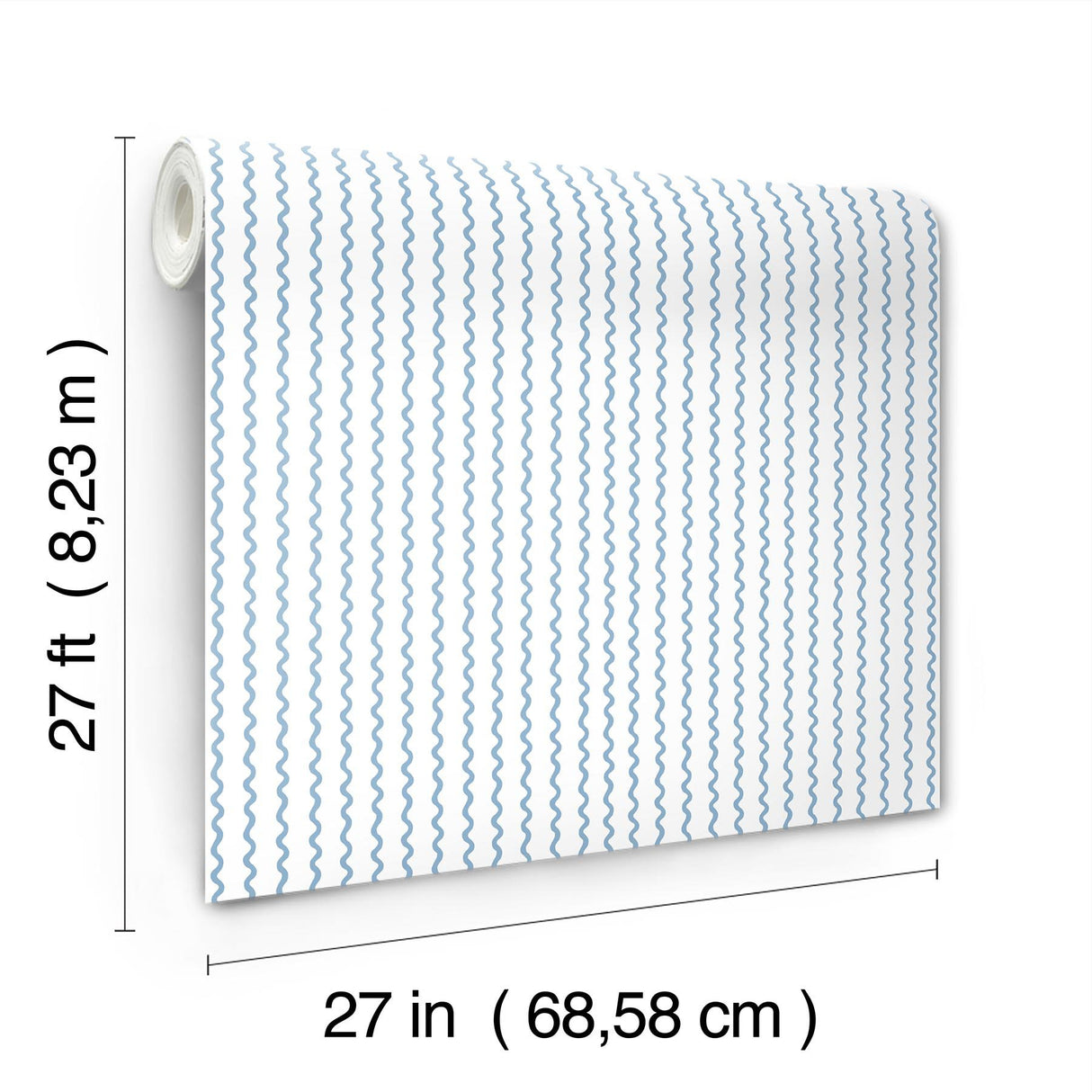 Rickrack Blue Wallpaper with Wavy Stripe Motif - York RF7555
