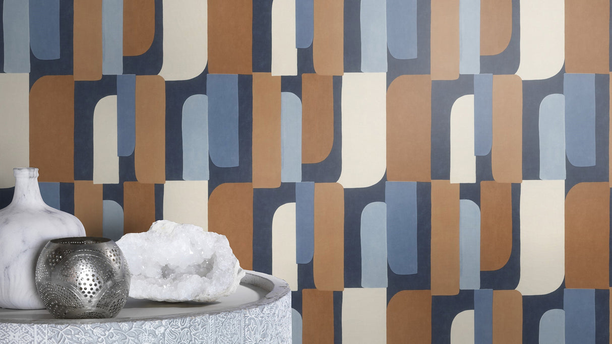 Derain Blue by Rasch Geometric Wallpaper- Brewster Home Fashions RH330519